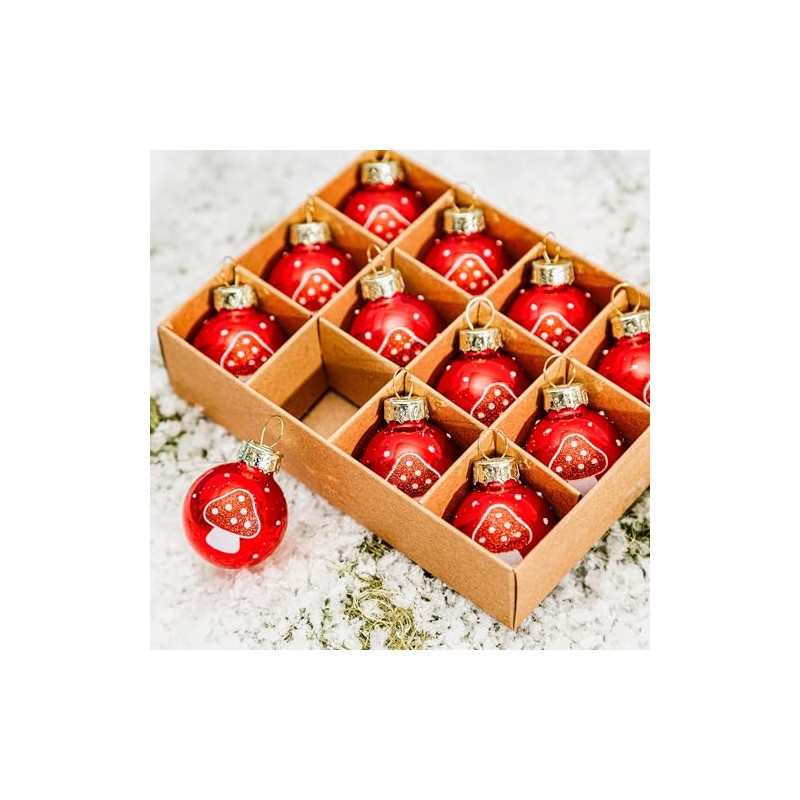 Mini Mushroom Baubles - Set Of 12