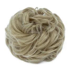 TESS Hairpiece with Elastic Band, 55 g, Curly Hair Scrunchie with Hair, Medium Blonde Mix Blonde, Large Bun Hairpiece, Synthetic Hair Extension for Women and Girls