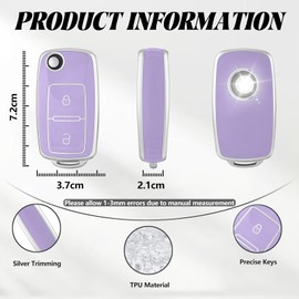 TOOMUME Key Cover TPU Car Key Case Fits VW Volkswagen Golf 4/5/6 MK4 Polo Transporter T5 Bora Sharan Touran Passat Amarok Lupo, Key Cover Protection Key Shell - Flip Key
