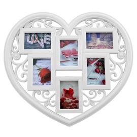 PrimoLiving Heart Photo Frame Collage P-048 - Photo Frame in Heart Shape White 36 x 32 cm - for 6 Photos in 6 x 9 Format