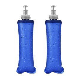 2 Botellas de Agua colo azul de 250ml, Soft Flask, Bolsa de Agua de plástico Plegable para Correr Ciclismo triatlón Senderismo. Soft Water Bottle for Running Cycling Triathlon Hiking (Azul - 250ml)