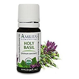 Amrita Aromatherapy: Organic Holy Basil (Tulsi) Essential Oil; 100% Pure and Undiluted Ocimum Sanctum; Premium Quality Aromatherapy Oil; Tested and Verified, Size: 60mL (2 Fl. Oz.)