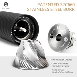 TIMEMORE Chestnut C3 ESP Pro - Molinillo de café manual de acero inoxidable S2C con mango plegable, ajuste de molienda ajustable para espresso a prensa francesa, Negro