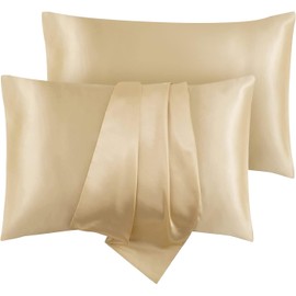 Satin Pillowcase, T Tersely 2 Pack 20"x 36" King Size Silk Satin Pillowcases for Hair and Skin Pillow Case with Envelope Closure,50x90cm (Taupe)