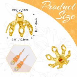 UHOMENY 120 PCS Flower Bead Caps, Flower Bead End Caps Toppers for Jewelry Findings 7 Prong Brass Bell Bead Ornament Caps Flower Metal Spacer Beads for Earrings Bracelets Necklaces (Golden & Silver)