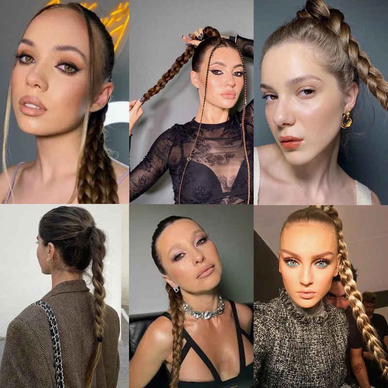 2Pcs Braided Ponytail Extensions with Hair Ties Soft Synthetic Hair