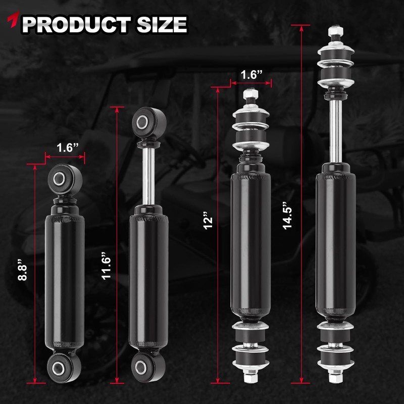 TEMSONE Golf Cart Front and Rear Shock Absorbers Compatible with