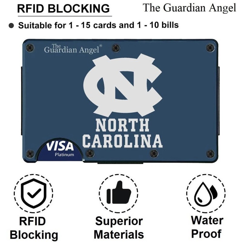 North Carolina Tar Heels Engraved Titanium Carbon Fiber RFID Blocking