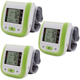 Manómetros con números grandes, PressuColors, MXPUO-009, 3pza, Verde, LCD, 2 Pilas AAA, 135 a 195mm Diámetro Muñeca                                   
