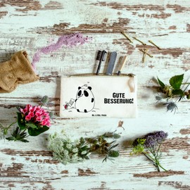 Parent New Mr. & Mrs. Panda L Makeup Bag Easy & Peasy Get Well Soon, White, Hand drawn