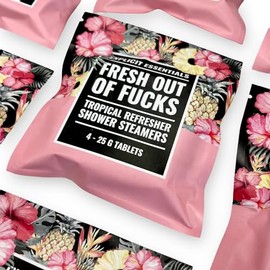 Explicit Essentials Fresh Outta F’s Shower Steamers | Tropical Hibiscus Aromatherapy Shower Steamer for Relaxation & Stress Relief | Spa Shower Tablet