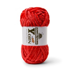 Plush Chenille Chunky Yarn - Fluffy Velvet Yarn Crochet for Blanket Knitting and Crocheting - Soft Baby Yarns for Crocheting - Amigurumi Crochet Yarns 100g (87yds) (Red)