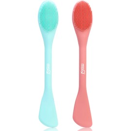 MSQ MSQ Silicone Face Mask Brush, Soft Facial Cleansing Scrubber, 2 Pack Double-End Facial Mask Brush for Mud, Clay, Charcoal Mixed Mask, DIY, Skincare Applicator Tools (Orange)