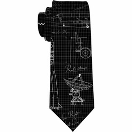 Yekiua Spacecrafts Men's Ties Engineering Space Rocket Ship Lunar Rover Radio Telescope Outline Neck Tie Business Wedding Formal Fashion Necktie
