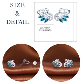 MicLee Women's 925 Sterling Silver Temperament Swan Earrings Stud Earrings Fashion Earrings with Gift Bag Super Christmas Gift, Silver