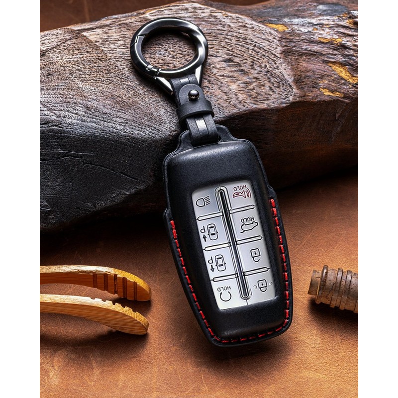 for Genesis Key Fob Cover Leather Case Keychain Fits G70