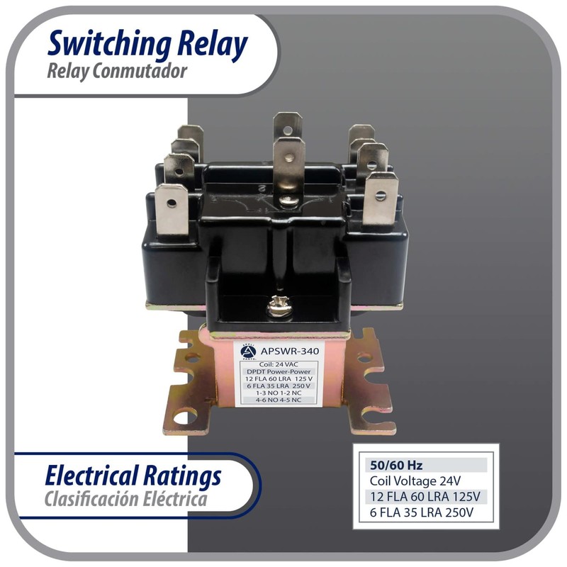 Appli Parts APSWR-340 90-340,24 VAC Coil, General Purpose Switching Relay,DPDT,
