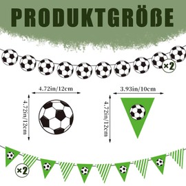 Pack of 4 Football Decoration Birthday Children's Banner Set, Bunting Outdoor Football Decoration Theme Party Supplies Green Garland Outdoor Garland Birthday Home Decoration and School Decoration