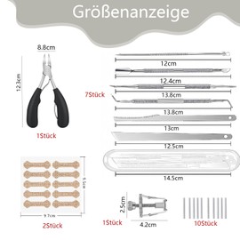 38-teilig Eingewachsene Zehennägel Set, Maniküre Pediküre Set mit Zehennagel Korrektur, Nagelspange Fußnägel für Zehennagel Eingewachsen, Nagelkorrekturspange