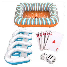 Cipton Floating Card Table Set with Table, & 4 inflables seats, 1 Deck, & 2 dice