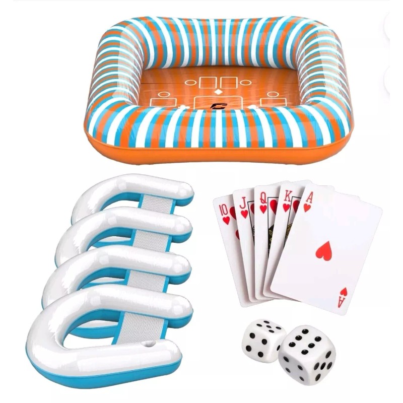 Cipton Floating Card Table Set with Table, & 4 inflables