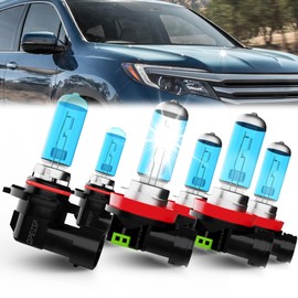 QIPEIZSP fit for (2006-2018) Honda Pilot Lights Headlights Bulbs, 9005/HB3/H10 High Beam + H11/H8/H9 Low Beams Halogen Headlight + H11 Fog Light, Pack of 6