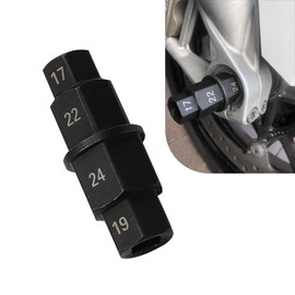 Arwrilt Hex Axle Tool for Motorcycle Front Rear Wheel, 45# Steel Hex Spindle Socket Adapter Tool with 17mm 19mm 22mm 24mm, Hex Socket for Axle, Universal Spindle Socket Driver for Motorcycle (Black)