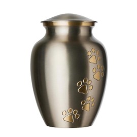 Urns of dignity Pet Urn for Dogs and Cats Ashes - A Loving Resting Place for Your Special Pet, Cat and Dog Urns for Ashes, Pet Cremation Urns 85 Cubic Inches: with Velvet Bag (Pewter (Paw))