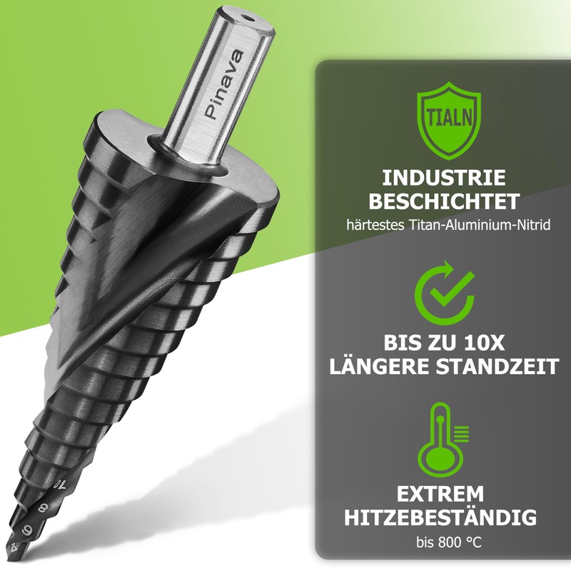 Pinava® Step Drill HSS Cobalt Pro TiAIN [Extra Durable and