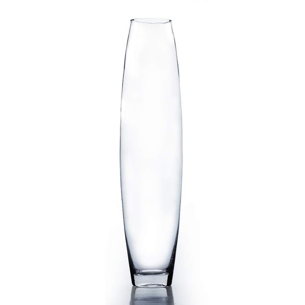 WGV Tall Bullet Glass Vase, Width 4.3", Height 16", (Multiple Sizes Choices) Clear Oval Urn Floral Planter Container Storage Centerpiece, Wedding Event Home Decor, 1 Piece (VFV0316)