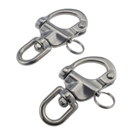 Pair 3-1/2inches Swivel Eye Snap Shackle Quick Release Bail Rigging Sailing Boat Marine 316 Stainless Steel for Sailboat Spinnaker Halyard