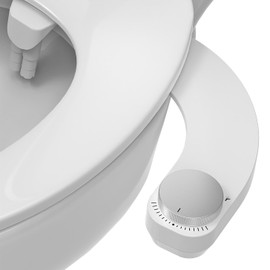 WITHLENT Bidet Attachment for Toilet - Left Hand Bidet Ultra-Slim Non-Electric Dual Nozzle (Frontal & Rear Wash) Adjustable Water Pressure, Water Bidet Toilet Seat Attachment,Easy to Install (Silver)