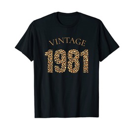 Vintage Women Leopard Print 1981 40th Birthday T-Shirt