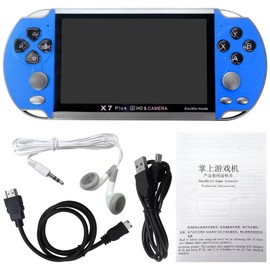 Upgraded New 128Bit 5.1inch X7 Plus Video Game Console Handheld Game Players Double Rocker 8GB Memory Built in 1000 Games MP5 Game Controller (Blue)