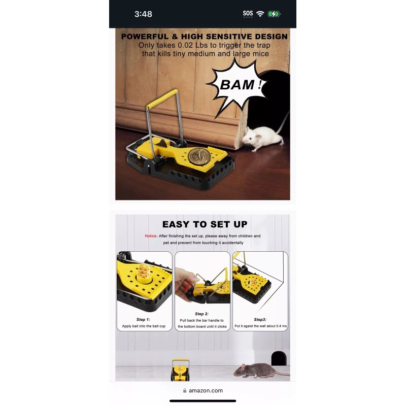 Jchope 6X Large Mouse Traps Rat Killer Snap Trap Power