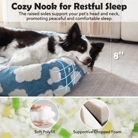 JOEJOY Medium Dog Bed Medium Size Dog, Rectangle Washable Orthopedic Pet Bed with Removable Zipper Cover, Cute Soft Calming Puppy Pet Bed with Jacquard Shaggy Plush & Non Skid Bottom