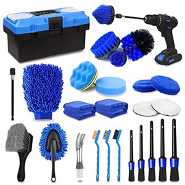 TTRCB - Juego de 27 piezas para detalles de automóviles, juego de cepillos para detalles, set de cepillos para taladro, cepillos para detalles de...  