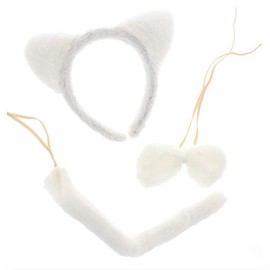 Zac's Alter Ego Party Cosplay Costume Fancy Dress Instant White Cat Kit - Ideal for World Book Day