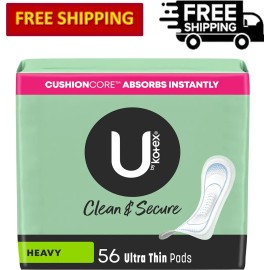 Kotex U by Kotex Security Ultra Thin Feminine Pads, Heavy Absorbency Unscented, 56 Ct