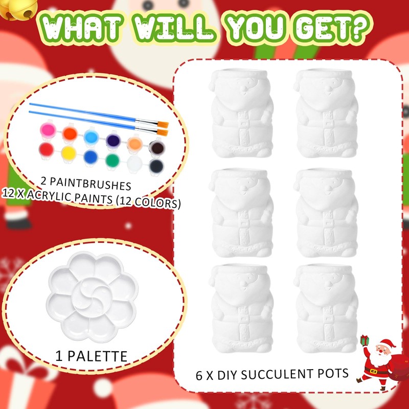 Pasimy 6 Set Ceramics to Paint DIY Ceramic Succulent Planter