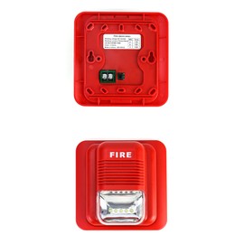 QWORK Fire Alarm, 2 Pack 12 / 24V DC Wired Sound and Light Fire Alarm Warning Strobe Siren Horn, Sound Alarm Security System Sensor, WD8912