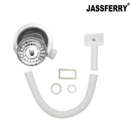 JASSFERRY Single 1 Bowl Stainless Steel Kitchen Sink Waste Strainer White Pipes Kit Accessories