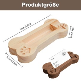 Taasmoog Wood Business Card Holder, Pack of 2 Business Card Holder for Desk, Puppy Bone, Wooden Business Card Stand, Cute Puppy Business Cards, Storage, Business Cards Storage