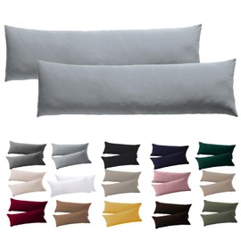 Soifox Side Sleeper Pillowcases, 40 x 145 cm, Set of 2, Grey, with Zip, 100% Microfiber, Resistant and Hypoallergenic