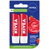 NIVEA Strawberry Shine Lip Balm (2x4.8g) | Shimmery Red Tinted