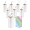 Unbranded Frosted Glass Can With Bamboo Lid And Straw Sublimation