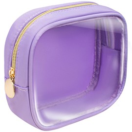 KOTORA Clear Makeup Bag Cosmetics Bag Mini Small Pouch Purse TSA Approved Toiletry Bags Zipper Pink Cute Pouches Make Up Travel Toiletry Car Accessories Essentials for Women Girls