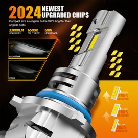 WAIXINGREN 9005 H11 Led Headlight Bulb, 120W 52000LM 400% Ultra Brightness with Fan, 6500K White with High-Efficiency Cooling System, Canbus Ready, Plug and Play, Pack of 4 (H11+9005)