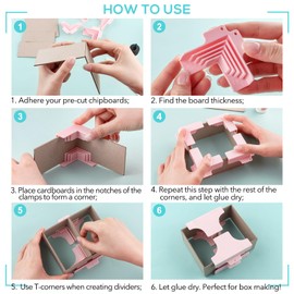 6PCS Corner Guides for Chipboard Boxes,Right Angle Clamp Tool Assembly Clamps for Gluing Papers Card Making Positioning Squares Scrapbooking Tool Suitable for 1mm,1.5mm,2mm and 3mm Thicknesses Paper