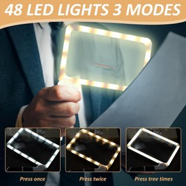 5X Magnifying Glass with Light, Lightweight Full Page Reading Magnifying Glass, Equipped with 48 Led Lights and Anti Glare Lenses